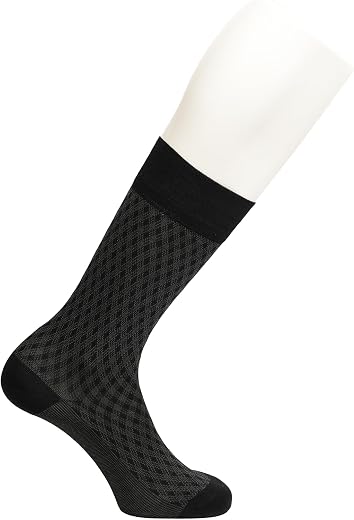 Theater Men Black Gingham Socks | Mercerized Cotton | Office Wear
