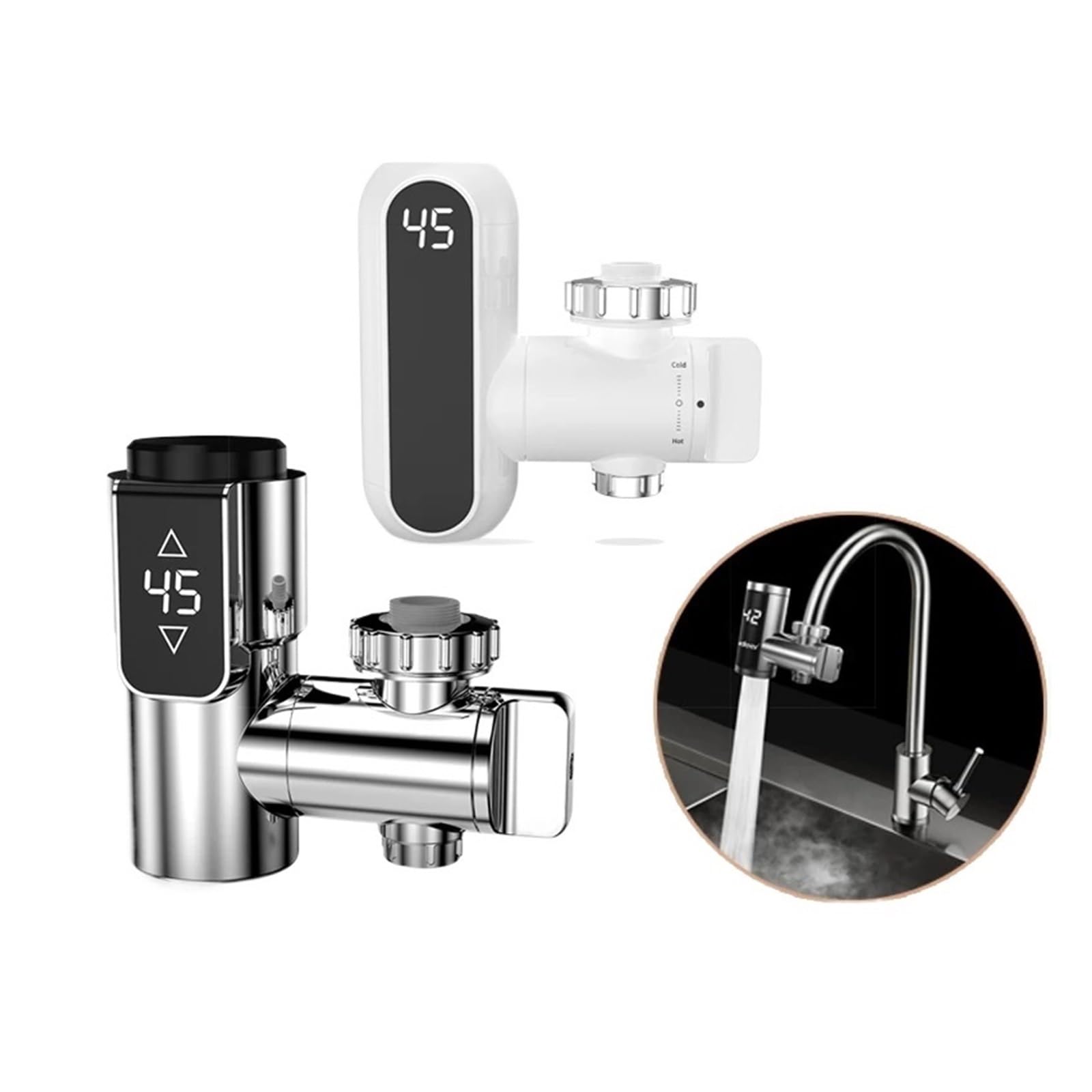 Fudeer, Conector de Grifo Calentamiento Agua eléctrico, Adaptador Caliente instantáneo, instalación Gratuita, Calentador sin Tanque