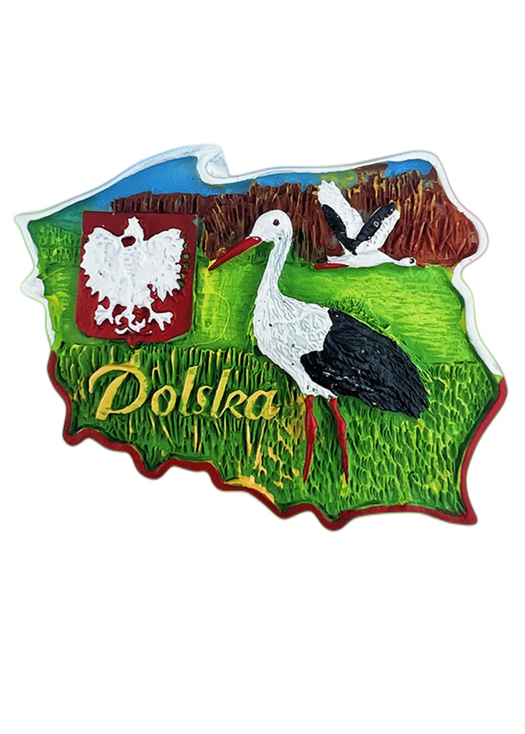 White Stork Poland Refrigerator Magnet Travel Souvenir Fridge Decoration 3D Magnetic Sticker Hand Painted Craft Collection