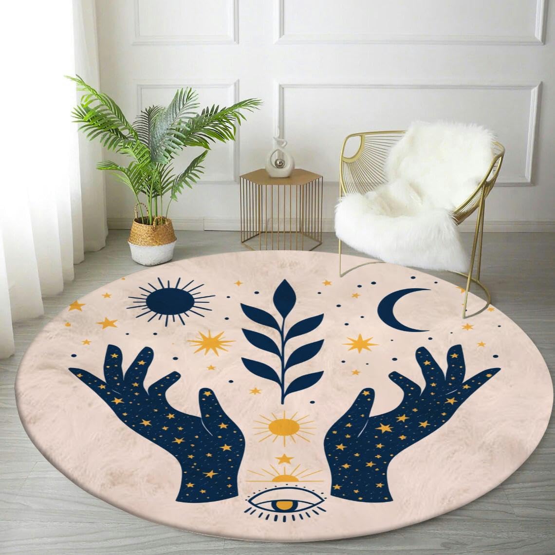 Amazon.com: Round Rug 4ft Circle Area Rug Mystical mudra Hands