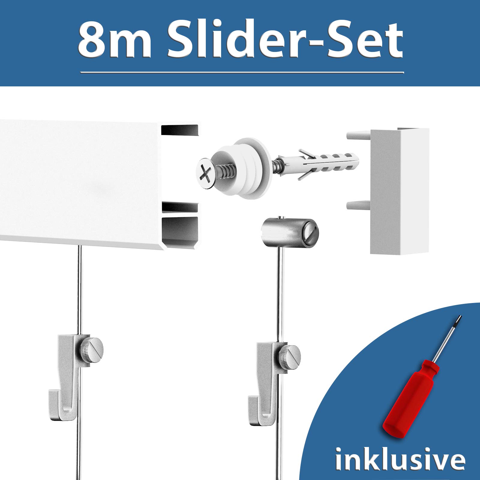 Leha Bilderschiene Galerieschiene Slider - Set 8m weiß