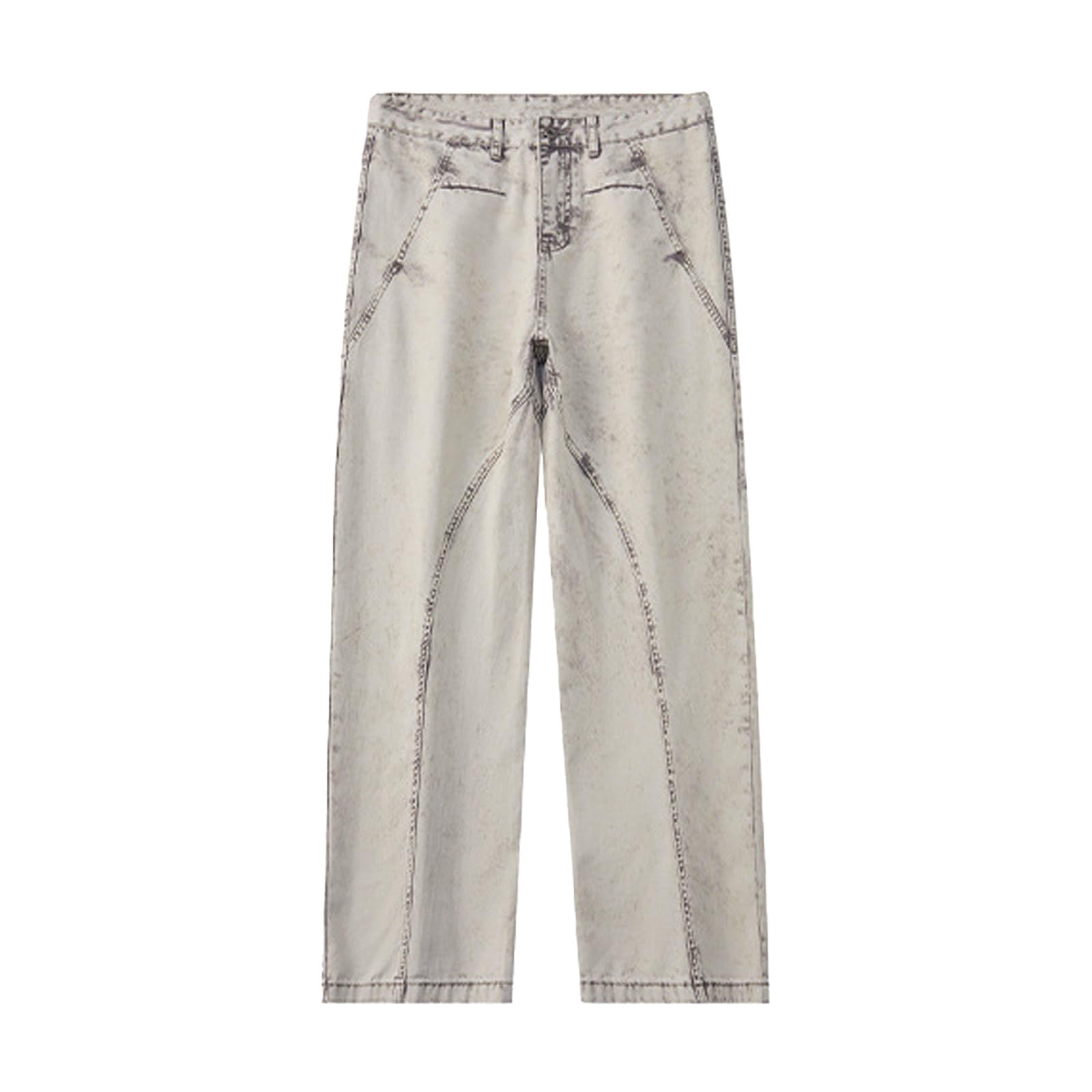 Baggy Jeans da uomo a vita alta, pantaloni in jeans dritti a gamba larga, con tasche, vintage, patchwork denim, per feste, hip hop, pantaloni da uomo, alla moda, per attività all'aria aperta