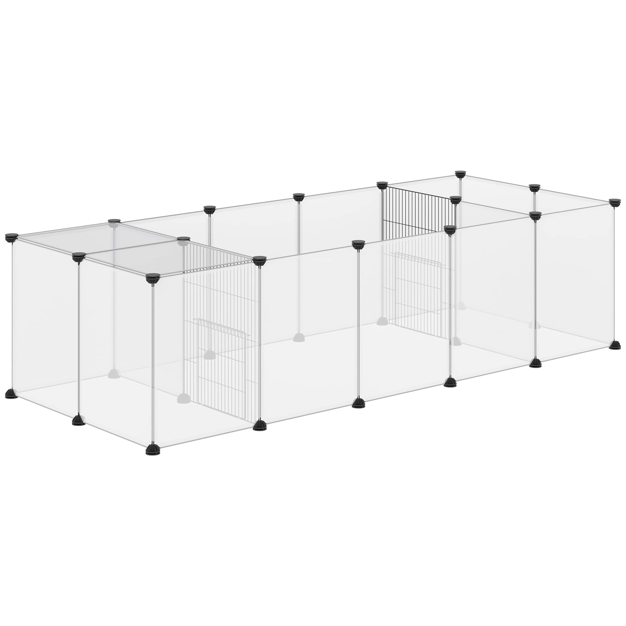 PawHut Enclos Parc modulable pour Petits Animaux 20 Panneaux pour Lapin, Hamster, Chiot, Cochon 175 x 70 x 45 cm Blanc