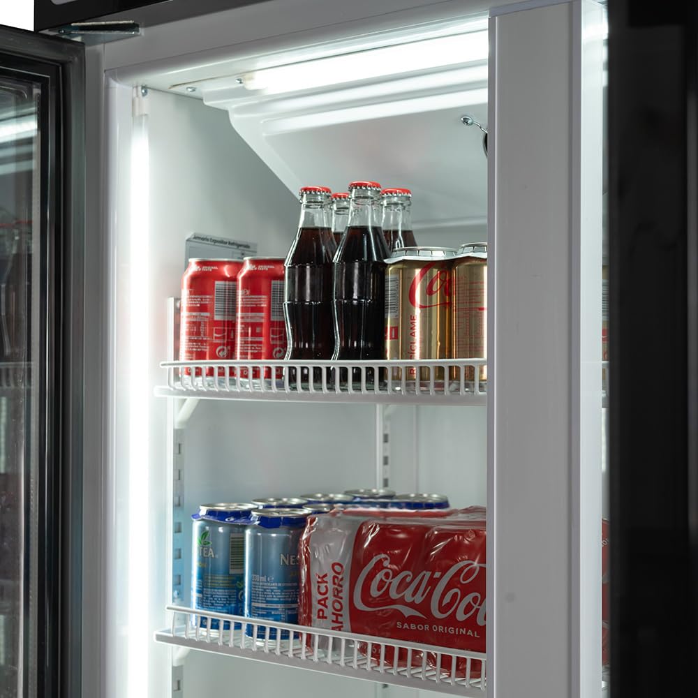 Cleiton® Armario Expositor Refrigerador 3 Puertas de Cristal 900 Litros Doble Cristal Templado Refrigeracion Ventilada Antivaho 1500x570x1980 mm | Vitrina Expositora Refrigerada | Nevera Frio Bebidas