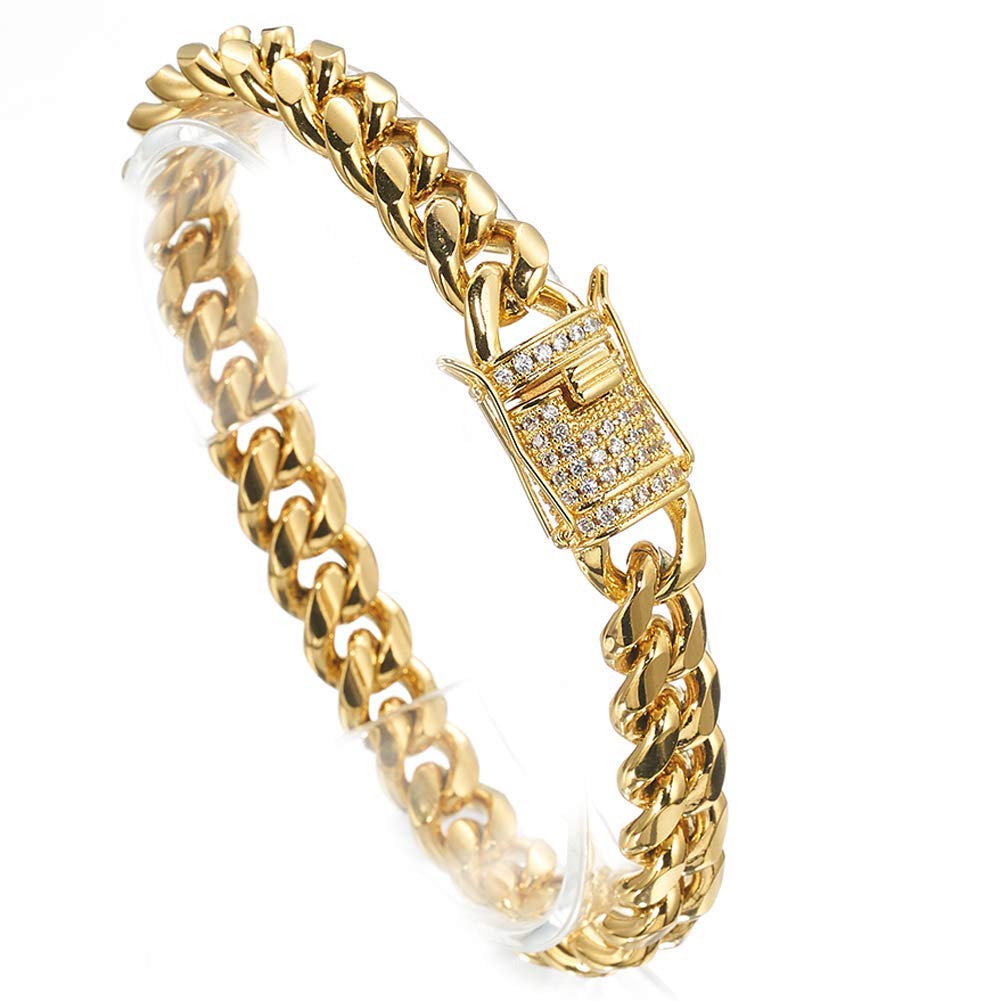 Cadena Miami Cuban Link de 10mm en acero macizo con acabado oro premium 5