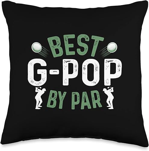 Best Grandpa By Par Fathers Day Golf Tee Best G-pop by Par Father's Day Grandpa Humor Golfing Throw Pillow, 16x16, Multicolor