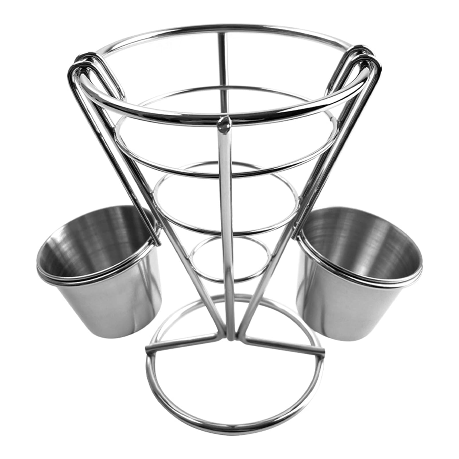 Limtula French Fry Holder Stand Cone Shape Metal Wire Basket with Sauce Dippers Cup for Home Parties/Backyard Picnics/Appetizers Appetizers Tray