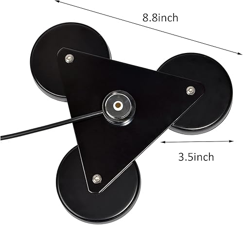 Miniatura 2 de UAYESOK Base de montaje de antena magnética resistente NMO de 8.8 pulgadas, base magnética de antena móvil triangular para antenas CBHFVHFUHF NMO