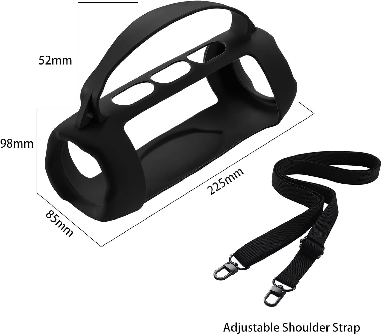 Silicone Cover Case for JBL Charge 5 Wi-Fi Portable Wireless Speaker/Charge 5 Bluetooth Speaker,for JBL Charge 5 Wi-Fi/Charge 5 Carrying Skin Shoulder Bag Accessories(Black) - Image 5