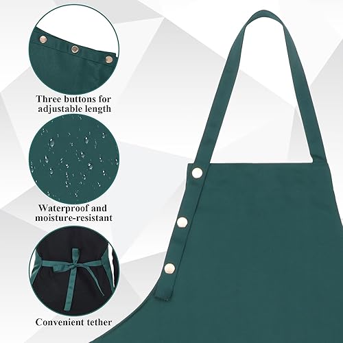 Miniatura 3 de Delantal para hombres y mujeres con correas ajustables y bolsillos grandes, delantal de chef con correa ajustable para el cuello, delantal de