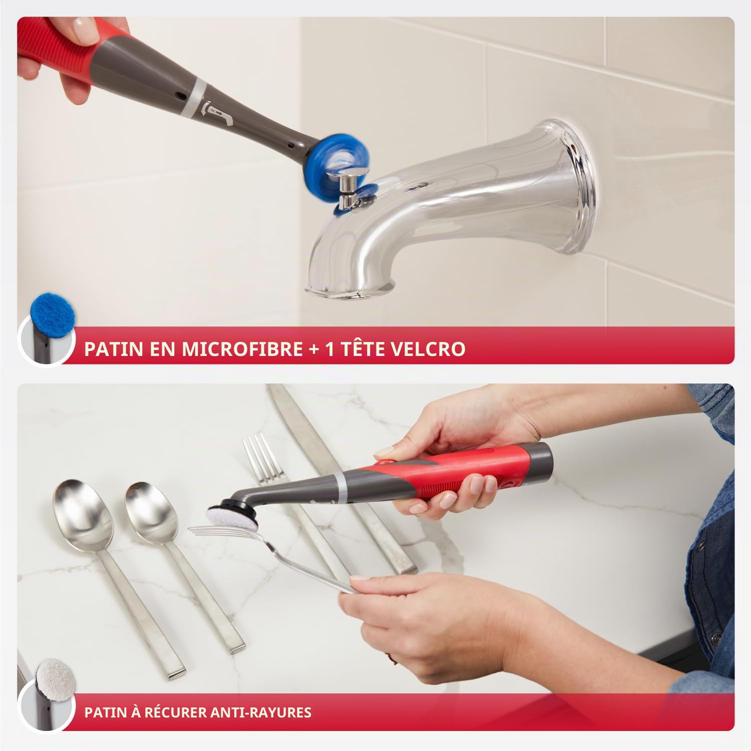 Rubbermaid Kit Complet de Nettoyage pour la Maison, Rouge et Gris, 18 pièces