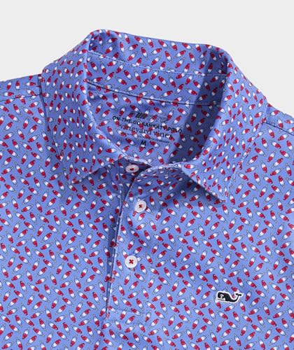 Image of vineyard vines Boys' Printed Sankaty Performance Polo, Bomb Pop - Blue, 4T