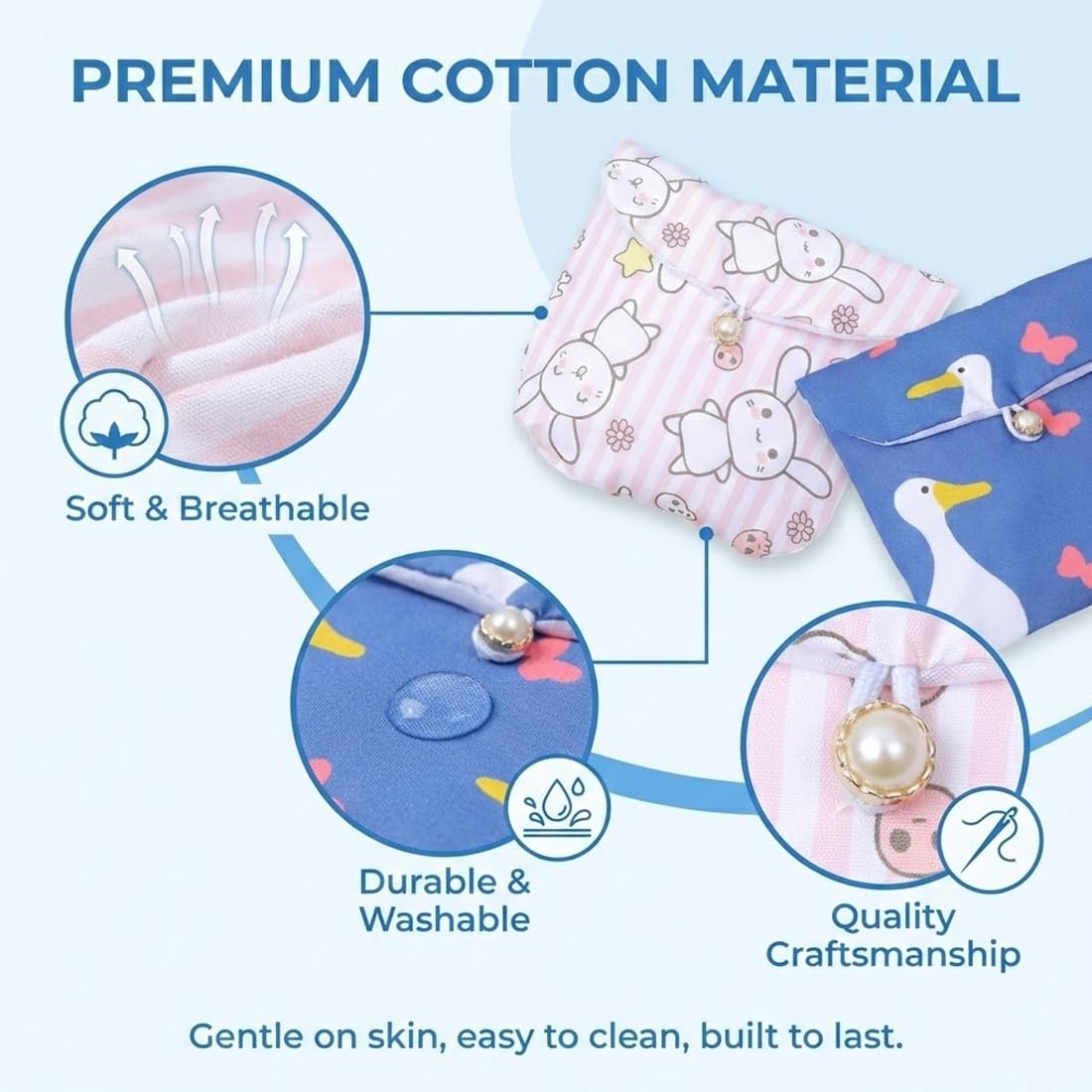 FIMWOLZ Bolsa de Almacenamiento Higiénica 2 Piezas Compresas Protectores, Pequeño Neceser Algodón y Tampones, Menstrual con Cremallera, Servilletas — view 3