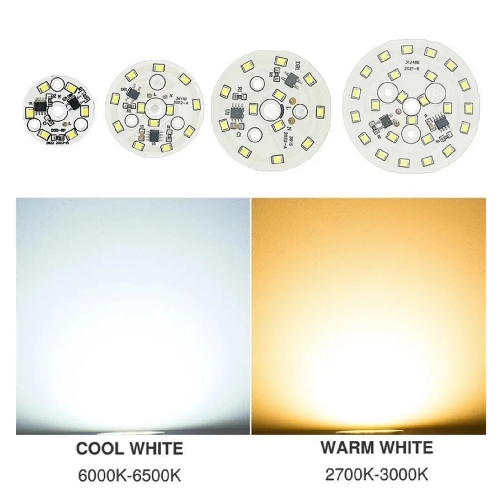 Puce LED perles de lumière rondes AC 220 V-240 V adaptées for Downlight SMD 2835 3 W 5 7 9 12 15 18 puce éclairage projecteur(18W,Warm white-10PCS)