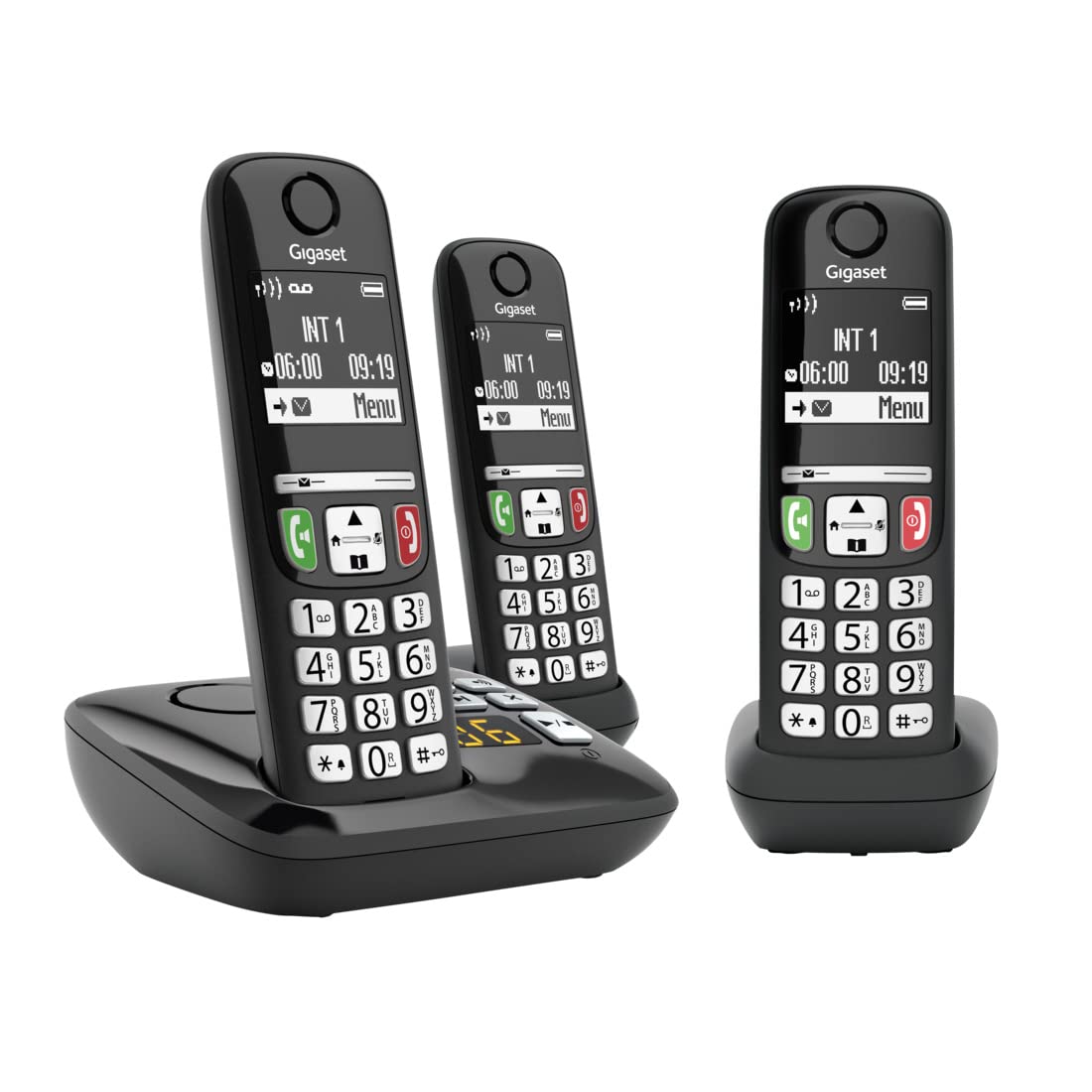 Gigaset A735A Trio - draadloze telefoon met antwoordapparaat - duidelijk scherm met goed contrast - echte allrounder voor thuis en kantoor -Zwart (-)