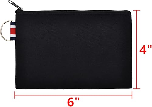 Miniatura 2 de Muka Paquete de 6 bolsas de lona de algodón de 12 onzas con llavero de 6 x 4 pulgadas, bolsa de dinero con cremallera para bricolaje, Negro -,
