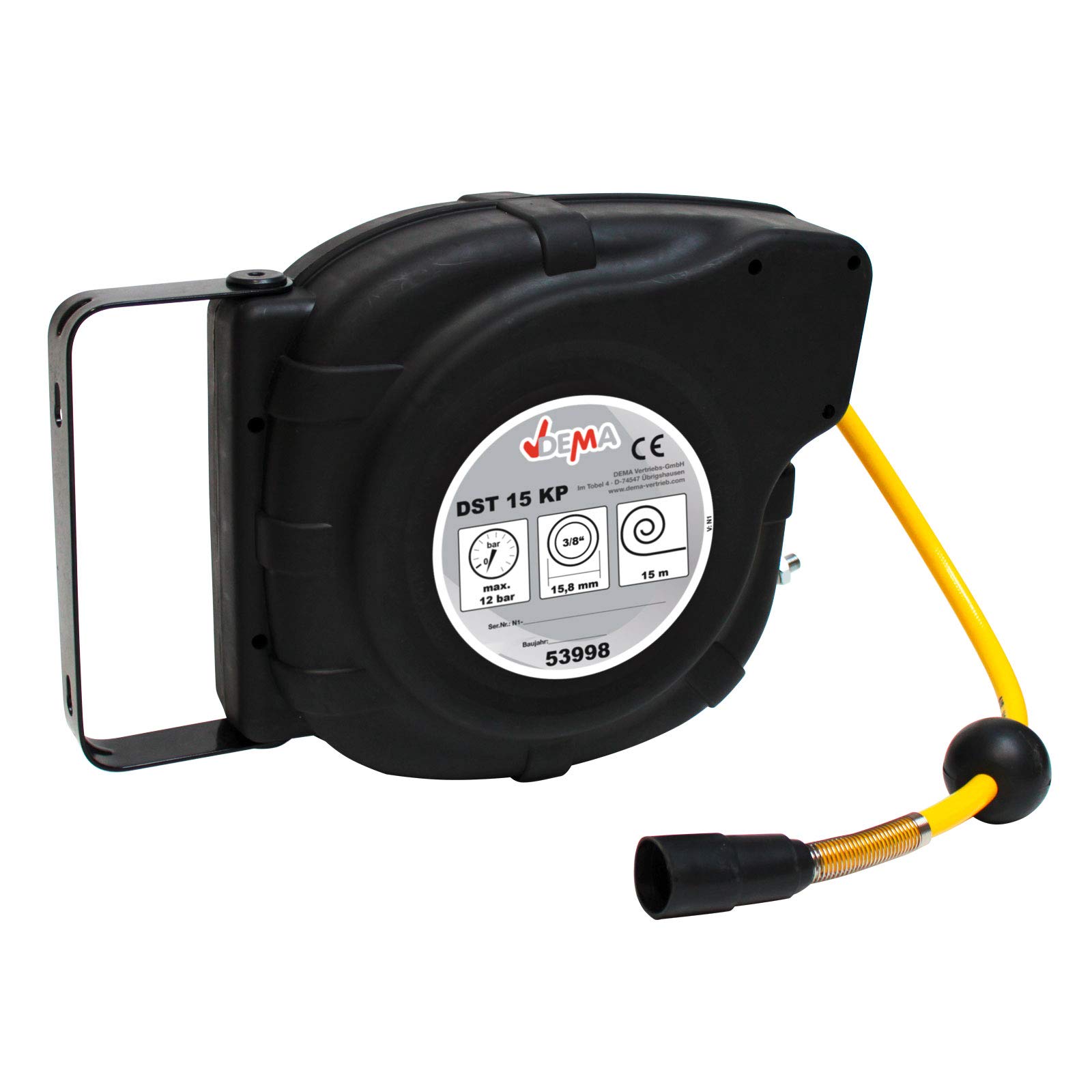 DEMA Druckluftschlauchaufroller 15 m – Schlauchaufroller, Schlauchtrommel, Druckluftschlauch, robust, platzsparend, flexibel, ideal für Werkstatt, Garage, Industrie, Pneumatik, Kompressor