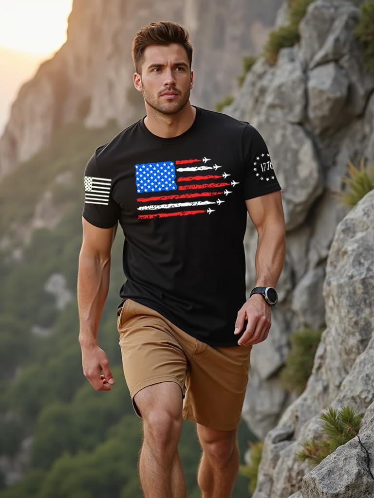 American Flag T-Shirt Memorial Day Red Blue White Star Stripes 1776 Independence Day T-Shirt Size M L XL XXL 3XL - Image 3