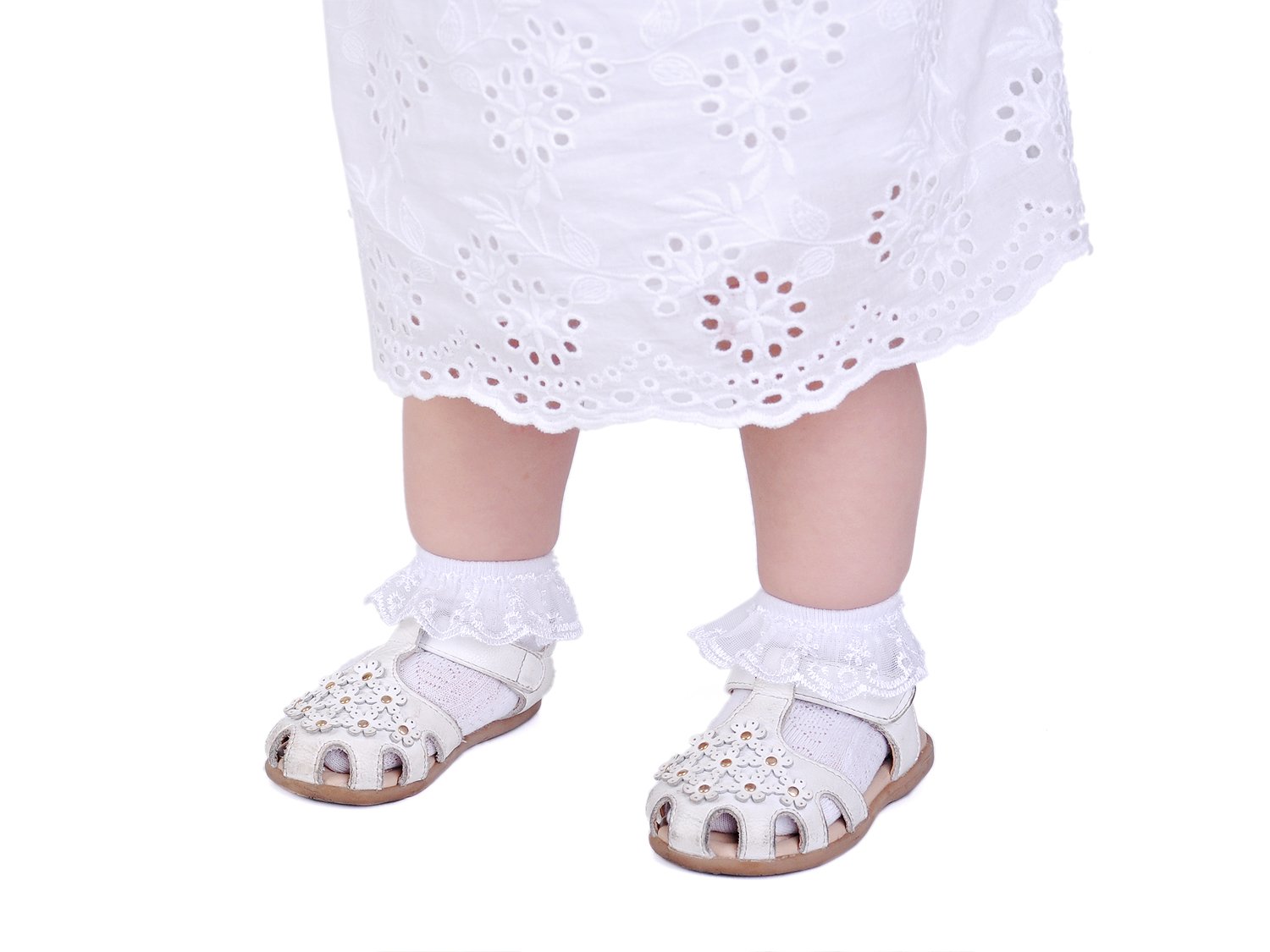 EPEIUS Calzini in pizzo con occhielli per neonate/neonate/bambine/bambine (confezione da 2/3/4/6)