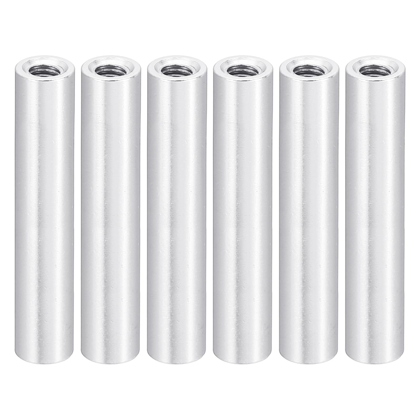 PATIKIL M3 Aluminum Spacers, 6 Pcs Metal Spacer Aluminum 3mm ID x 5mm OD x 28mm L Threaded Spacer Screw Standoff Round for RC Car Drones Motherboard, Silvery