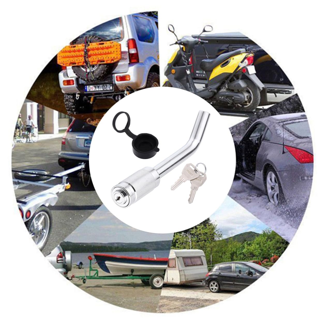 Anneome Bloqueo Antirrobo para Enganche de Remolque Cerradura Resistente la Fácil Instalación Compatible con Portaequipajes Bicicletas Remolques de Barco y Autocaravanas