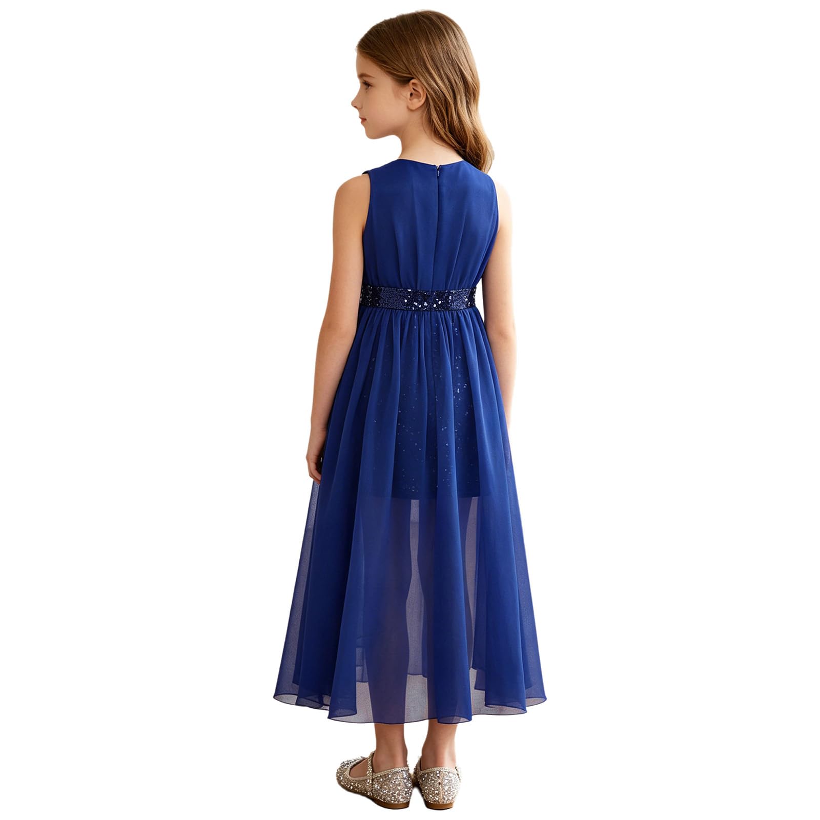 Freebily Mädchen Unregelmäßig Glitzer Robe Luftig Festliche Mädchenkleider Einschulungskleid Kinderkinder Sommer Mit Blumen Einschulung