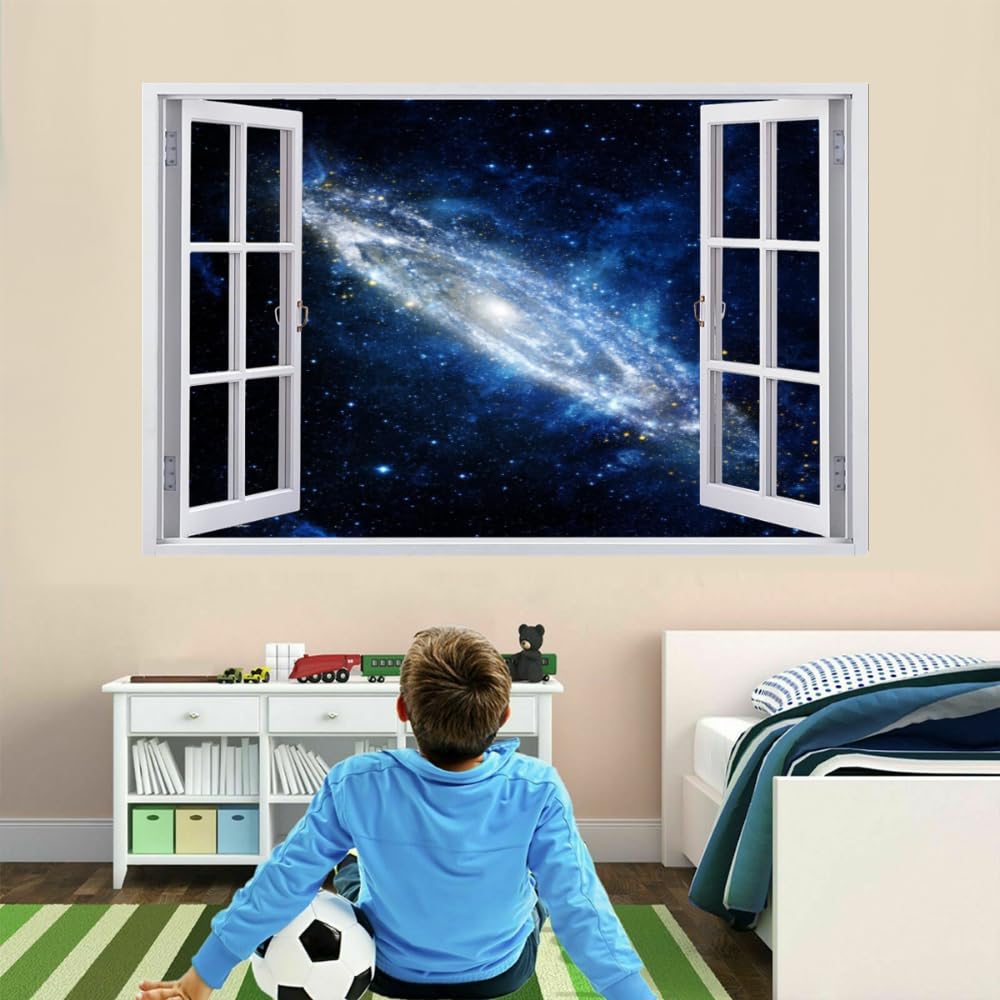 3D Durchbruch Wandtattoo Mädchen Kinderzimmer Kosmischer Wirbel Wandaufkleber Dekorative Planet Abnehmbare Wandsticker Vinyl für Junge Teenager Zimmer Wohnzimmer Schlafzimmer Wandbilder Deko