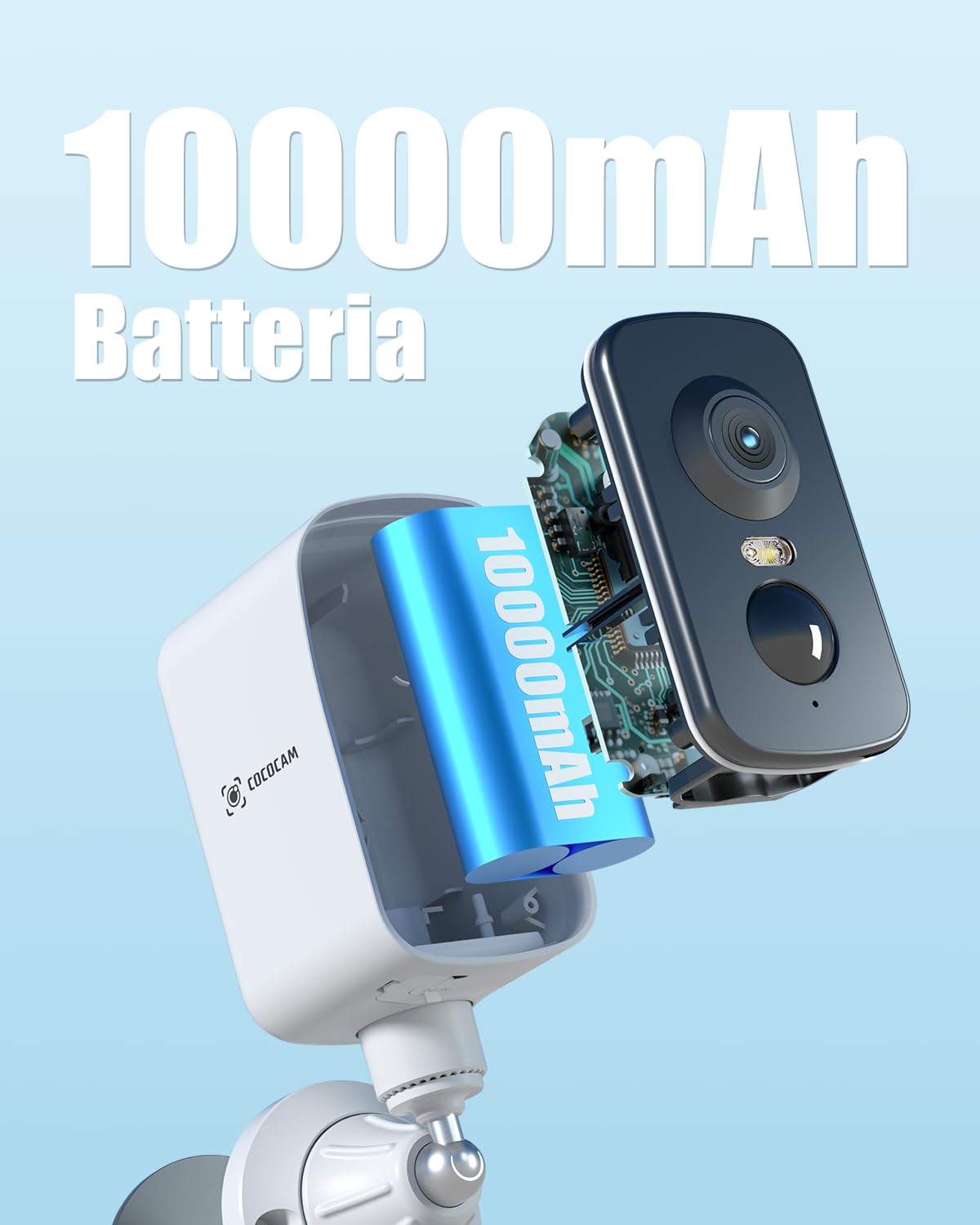 COCOCAM Portatile Magnetica 4G Telecamera con SIM Senza Fili Esterno/Interno 2K per RV/Campeggio/Viaggio, 300°Pan, 10000Ahm Batteria, PIR&AI Rilevamento Umano, Scheda SIM Integrata (NO WIFI)