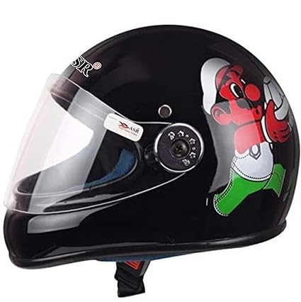 ASR Junior Full Face Helmet for Kids from 3 to 6 Years (Black Size Small)