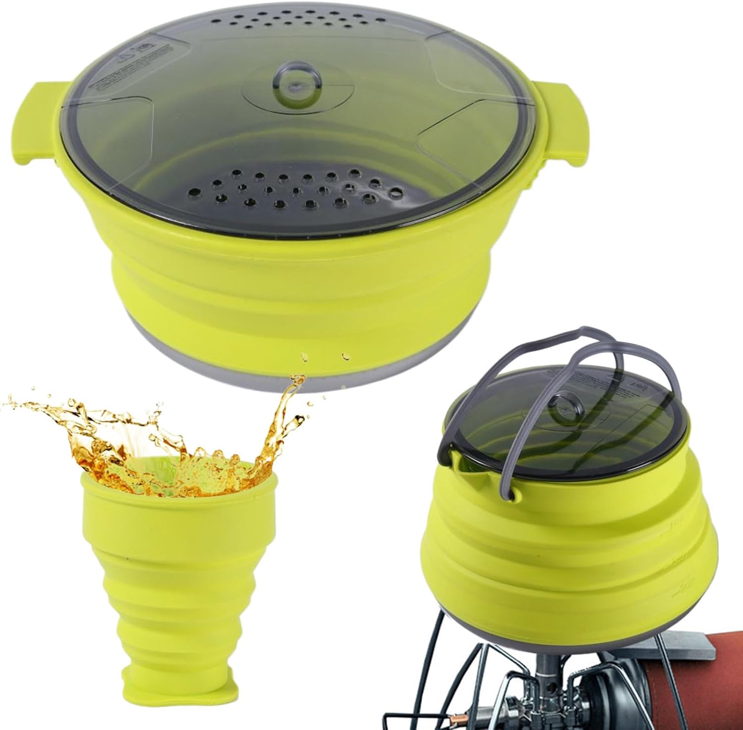 キャンプ調理セット | キャンプ用クックセット - 折りたたみ式シリコンケトルポットカップ ハイキングアウトドアキッチンダイニングア