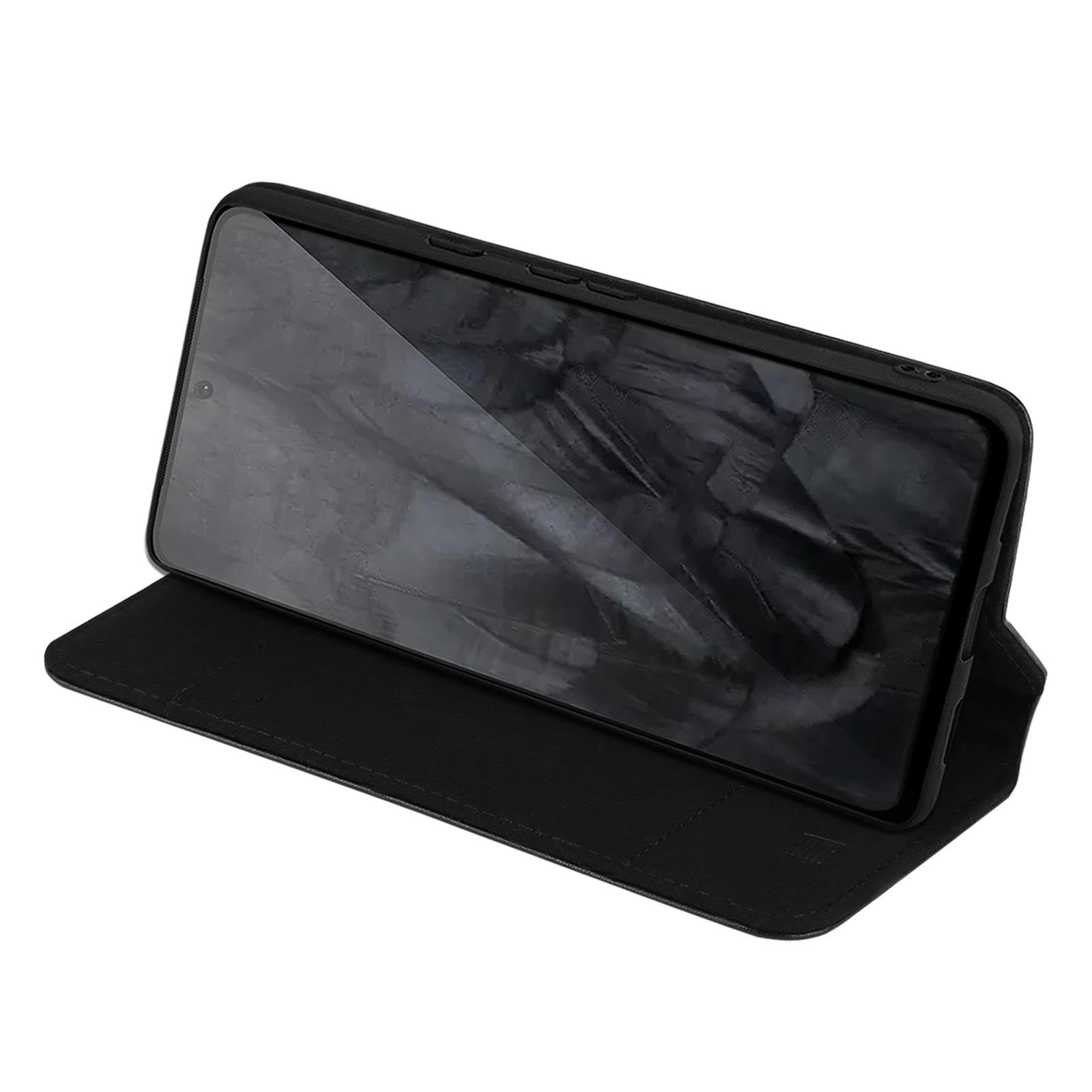 32nd Classic Series 2.0 – Real Leather Book Wallet Flip Case Cover For Xiaomi Mi Note 10 Lite Real Leather Design With Card Slot Magnetic Closure And Built In Stand Black