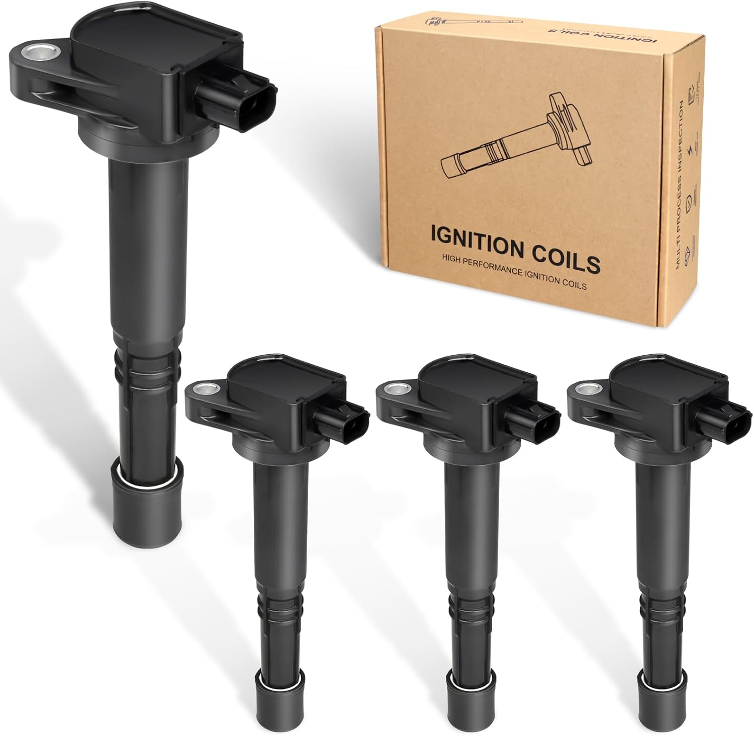 4pcs Ignition Coil Compatible with Honda Accord CRV Civic SI Crosstour Acura ILX 2.4L L4 2008 2009 2010 2011 2012 2013 2014 2015 2.4 Coil Pack Replaces# UF602 C1662 5C1719 IC692