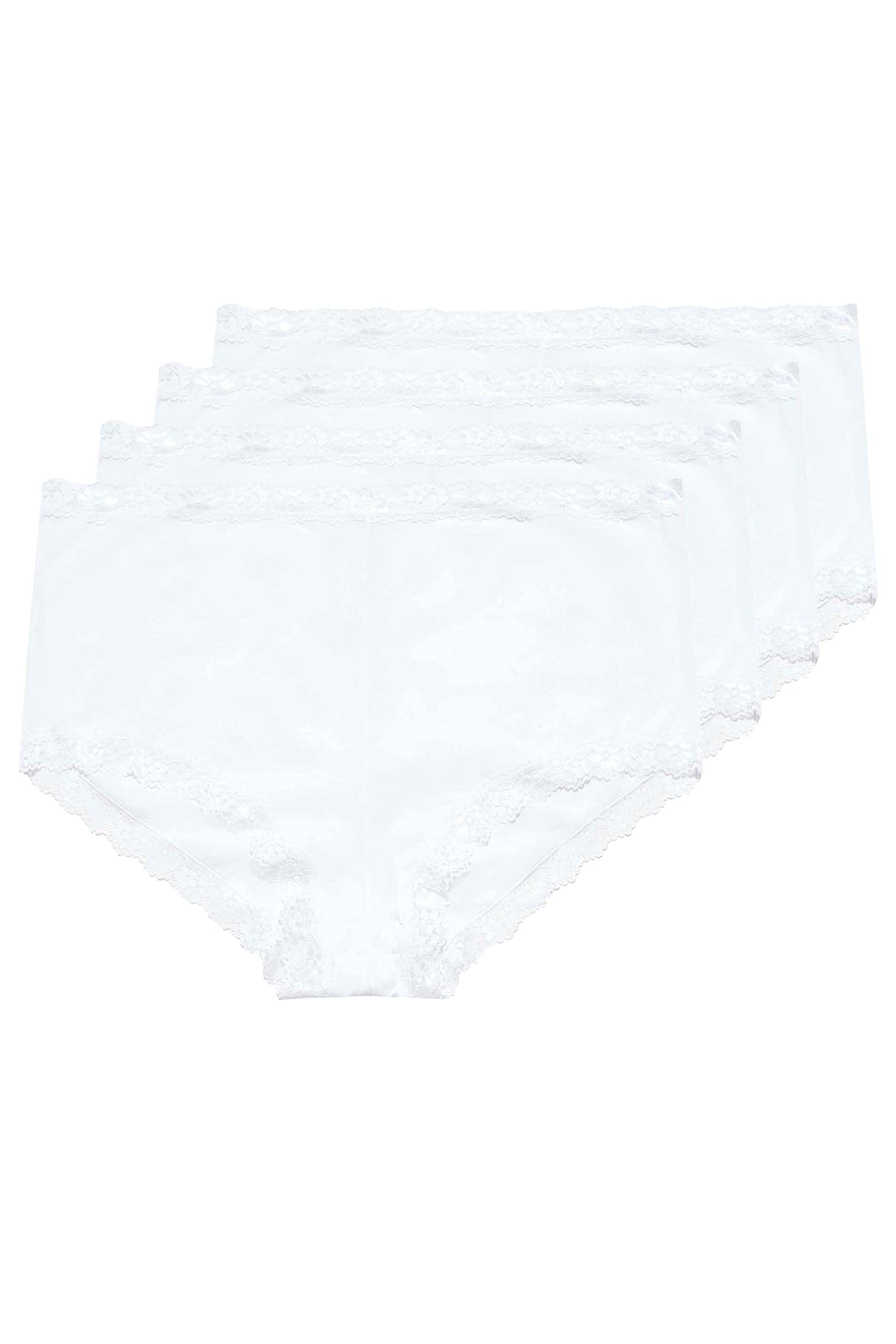 Yourset 4 Pack Curve Lace Trim High Waisted Shorts - Women's - Plus Size Curve White