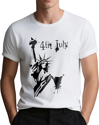 Cotton T-Shirts for Women Men, Short Sleeve Tee Shirt Casual, Loose Fit Summer Tops Crew Neck Independence Day Graphic