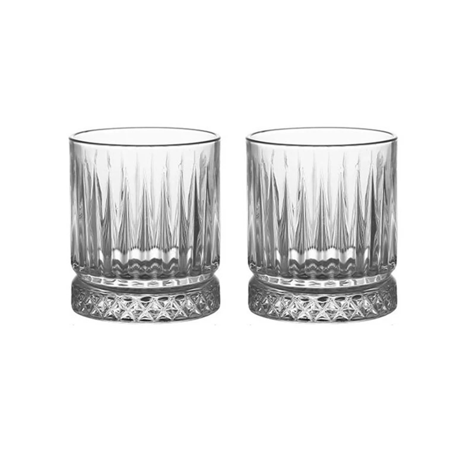 Vasos De Cristal Agua Juego de 2 uds de copas de cristal de fondo grueso, copa de cóctel de 230ml/370ml, copa transparente de vino a rayas(230ml)