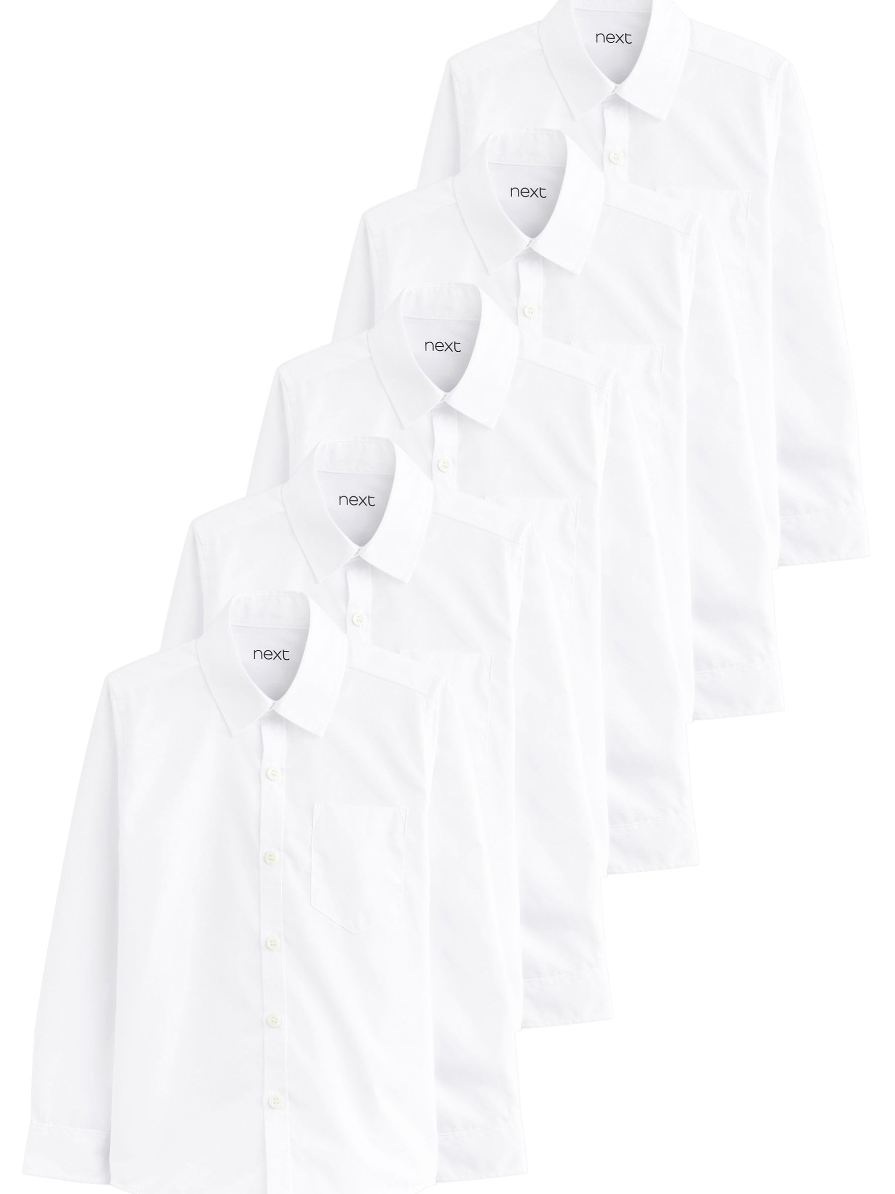 NEXT Niños Pack de 5 Camisas Escolares de Manga Larga de Corte Slim