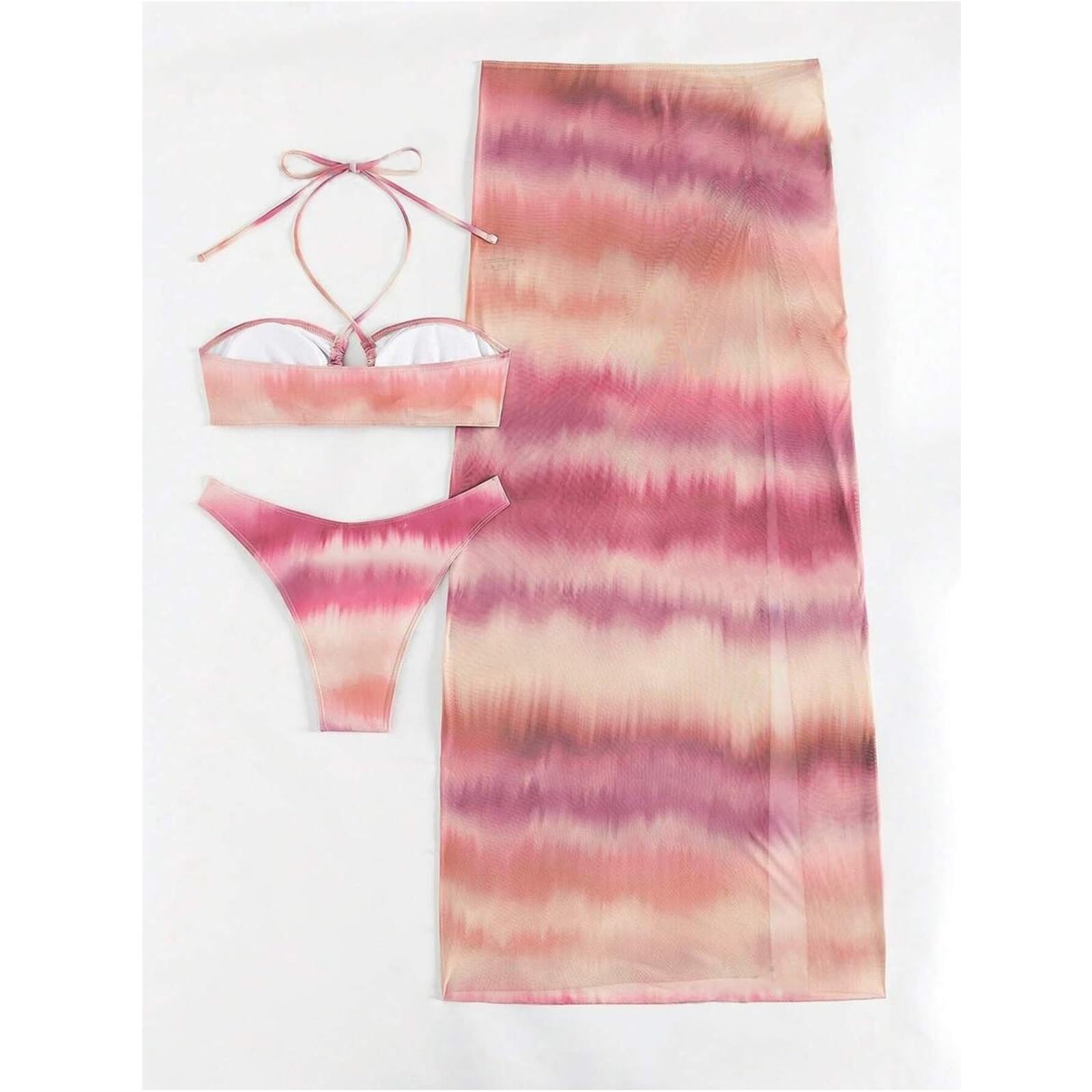 Letni, seksowny, bez rękawów, wiązany na szyi, trzyczęściowy strój kąpielowy bikini w stylu plażowym, miękki i wygodny