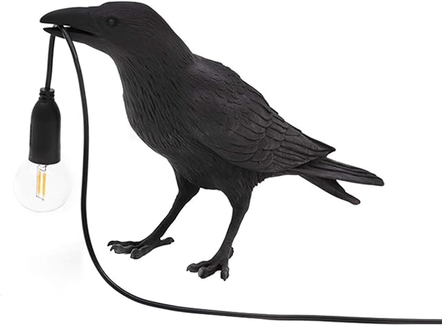 ECOSWAY Nordic Resin USB Birds Table Lamps Bedroom Resin Crow Desk Lamp Bedside Light Wall Sconce Home Decor Desk Light Wall Sconce Lamp Fixtures Bedside Lights