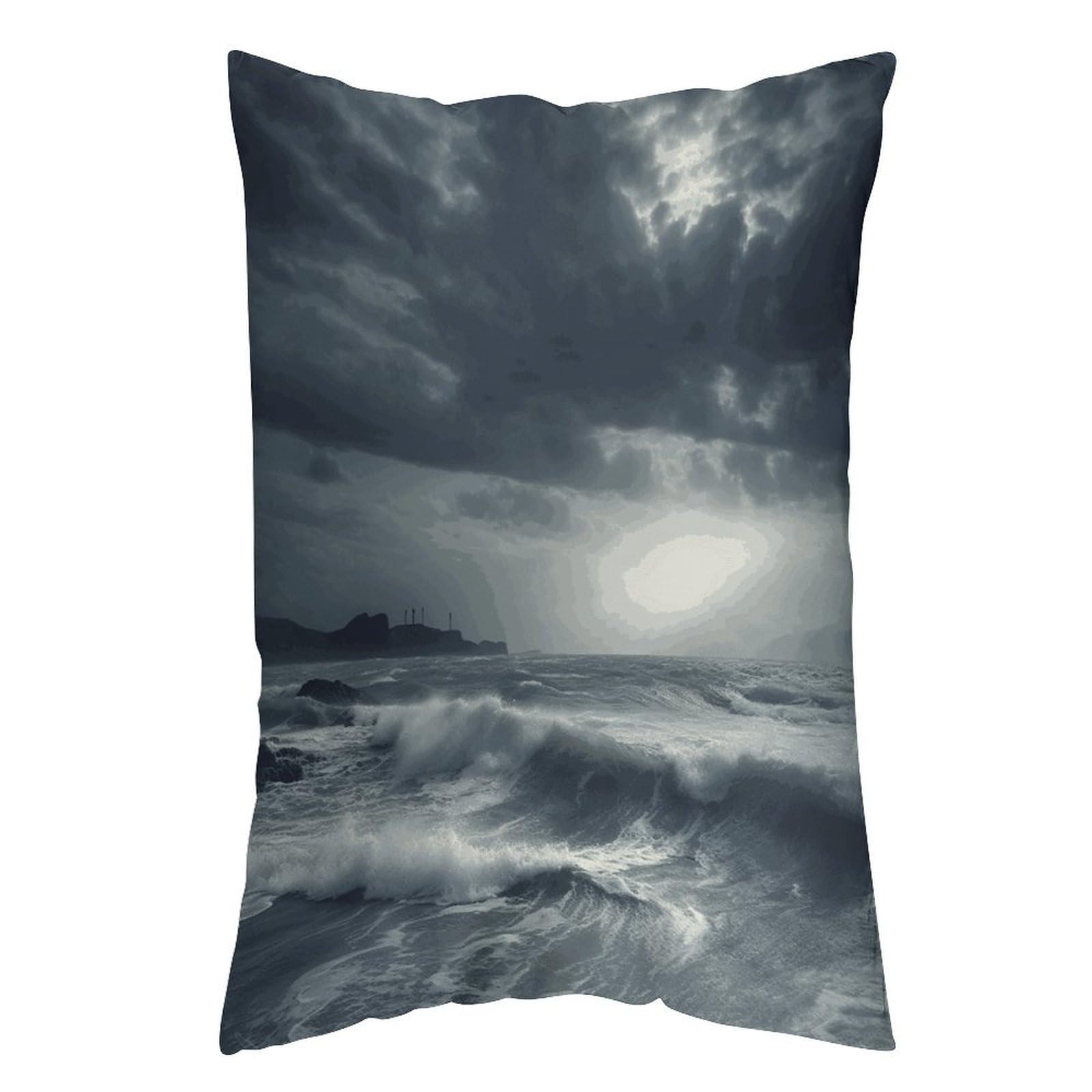 LDGSUPH Stormy Sea Pillow Cases Soft Pillowcase with Invisible Zipper Wrinkle Resistant Pillow Covers Breathable Removable Pillow Protector for Bed Sofa Car 16 "x24