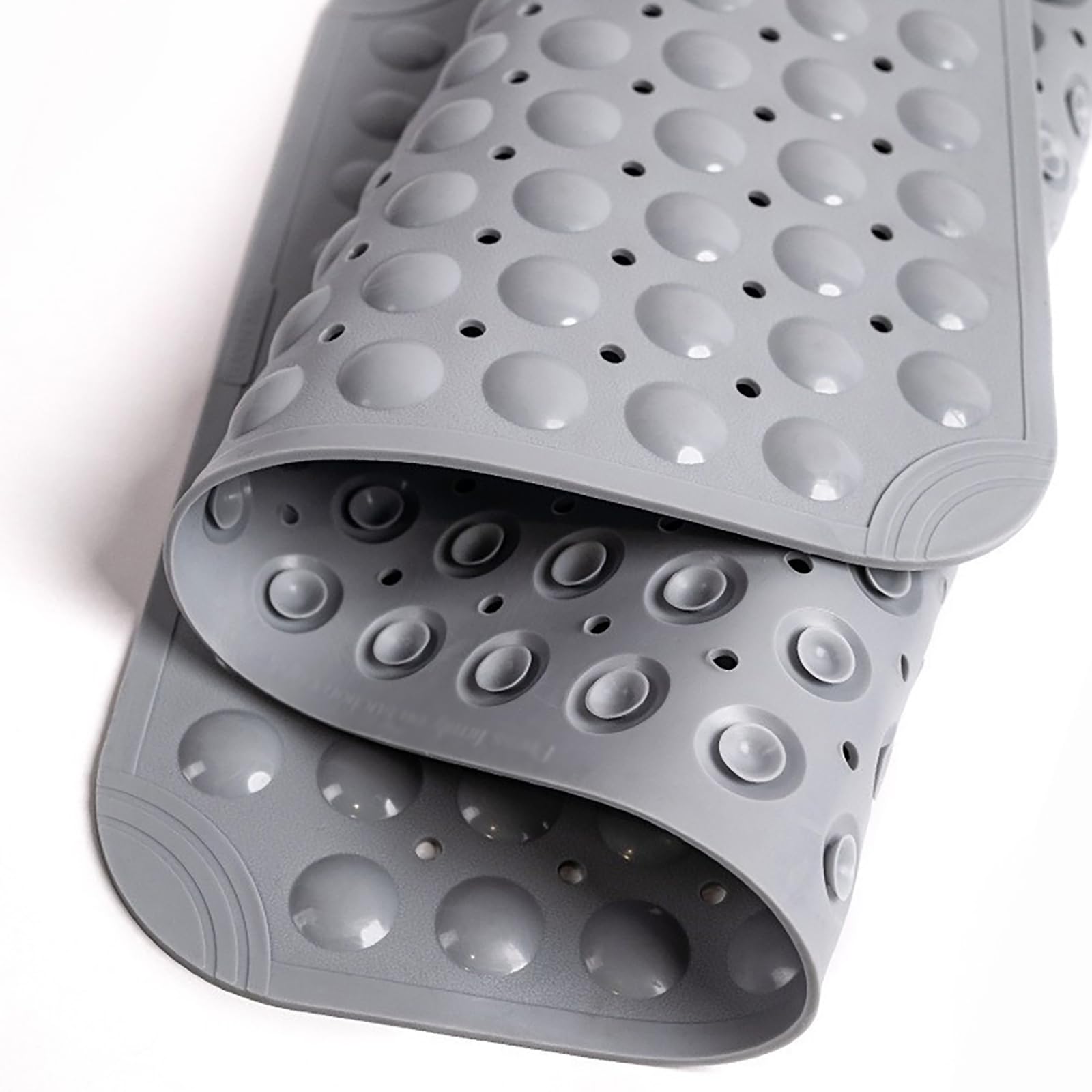 PVC Antideslizante Alfombrilla de Ducha Cuadrada Lavable a Máquina, Fácil de Limpiar Lfombrilla de Baño Antideslizante con Ventosas para Saunas, Cuartos de Ducha,Gris,58x88cm/23x35in