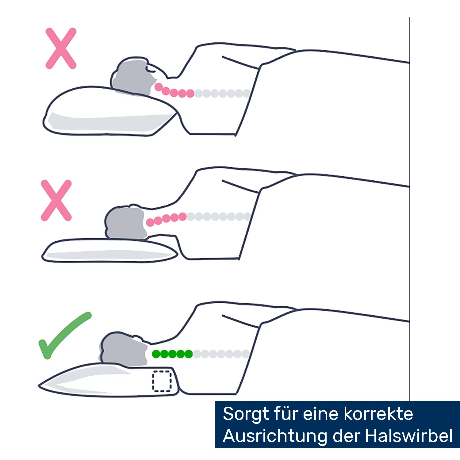 Blau – Orthopädisches Nackenstützkissen 40x80 cm – Medium Fest – AGR-Zertifiziert & Oeko-TEX – Ergonomisch für Seiten- & Rückenschläfer – Made in den Niederlanden