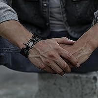 Vista 7 de Pulsera de supervivencia, pulsera táctica de paracaídas con conexión de grillete tipo U de acero inoxidable forjado, tres agujeros ajustables