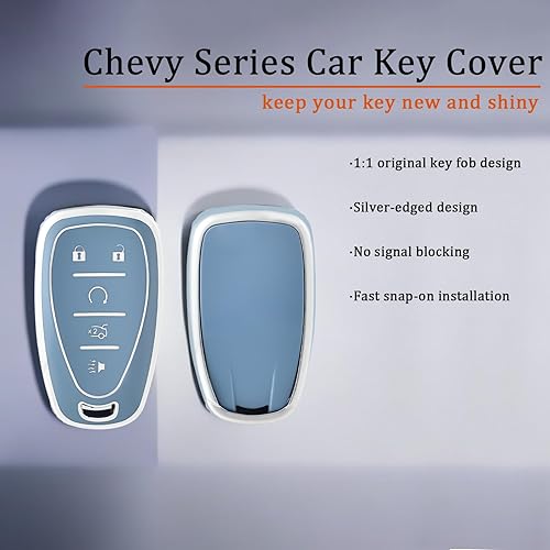 Miniatura 3 de OFFWEGO - Funda protectora para llavero de Chevrolet, funda protectora de TPU adecuada para Chevrolet Malibu Tahoe Camaro Equinox Cruze Silverado