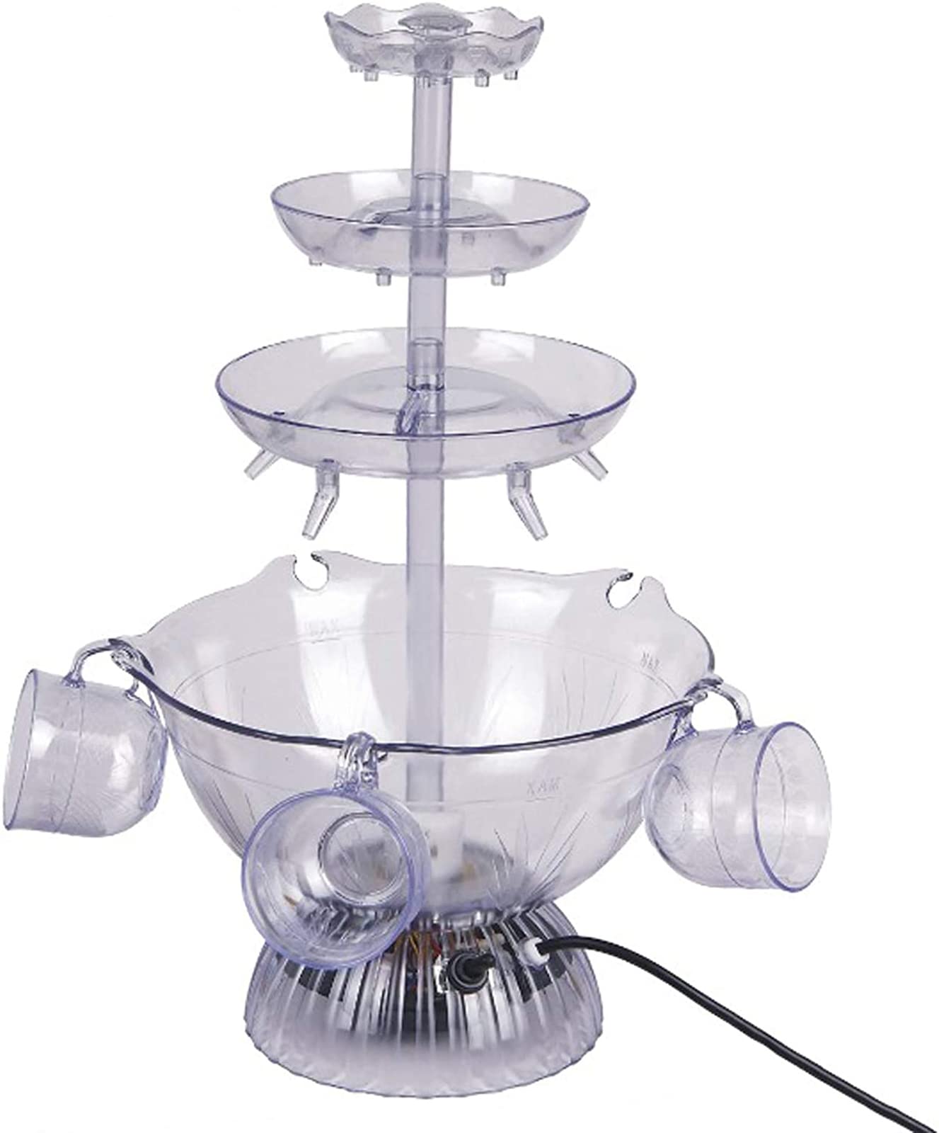 CUSMA Fontana per Feste A 3 Livelli, Fontana per Bevande Illuminata A LED in Plastica con 5 Tazze, per Bere Giochi/Bar/Uso per Feste in Casa