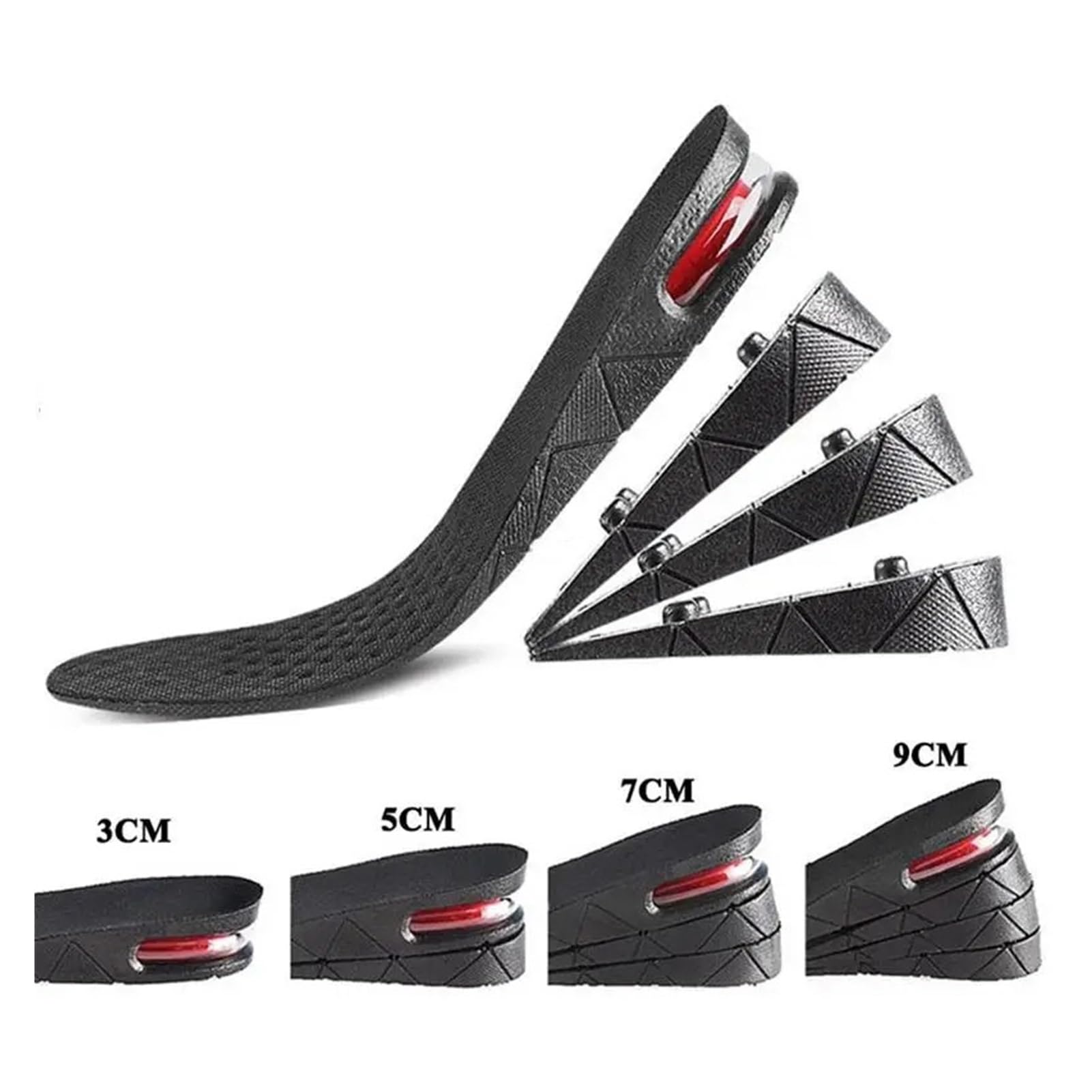 Plantillas for aumentar la altura, cojín de aire for zapatos, inserto de elevación for hombres y mujeres, plantilla Invisible Variable de 3-9cm, almohadilla de soporte for taller de corte ajustable(9C