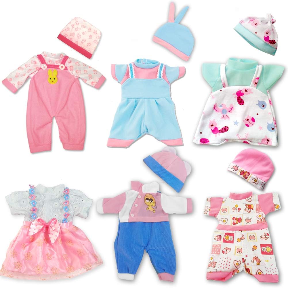 ARTST Doll Clothes,12 inch Baby Doll Clothes[6 Park](Include 5 Hats) for 10 inch Dolls /11 inch Baby Dolls/ 12 inch Baby Dolls