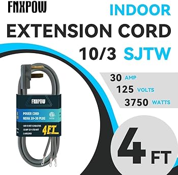 Amazon.com: FNXPOW 3 Prong Dryer Cord, 4FT 10/3 SRDT, 30 Amp