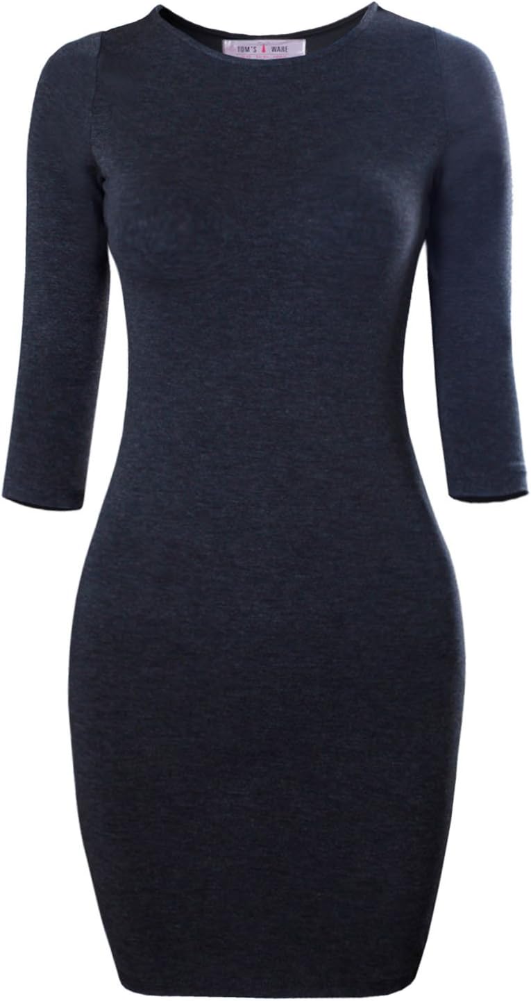 TAM WARE Women's Classic Slim Fit 3/4 Sleeve Knit Dress