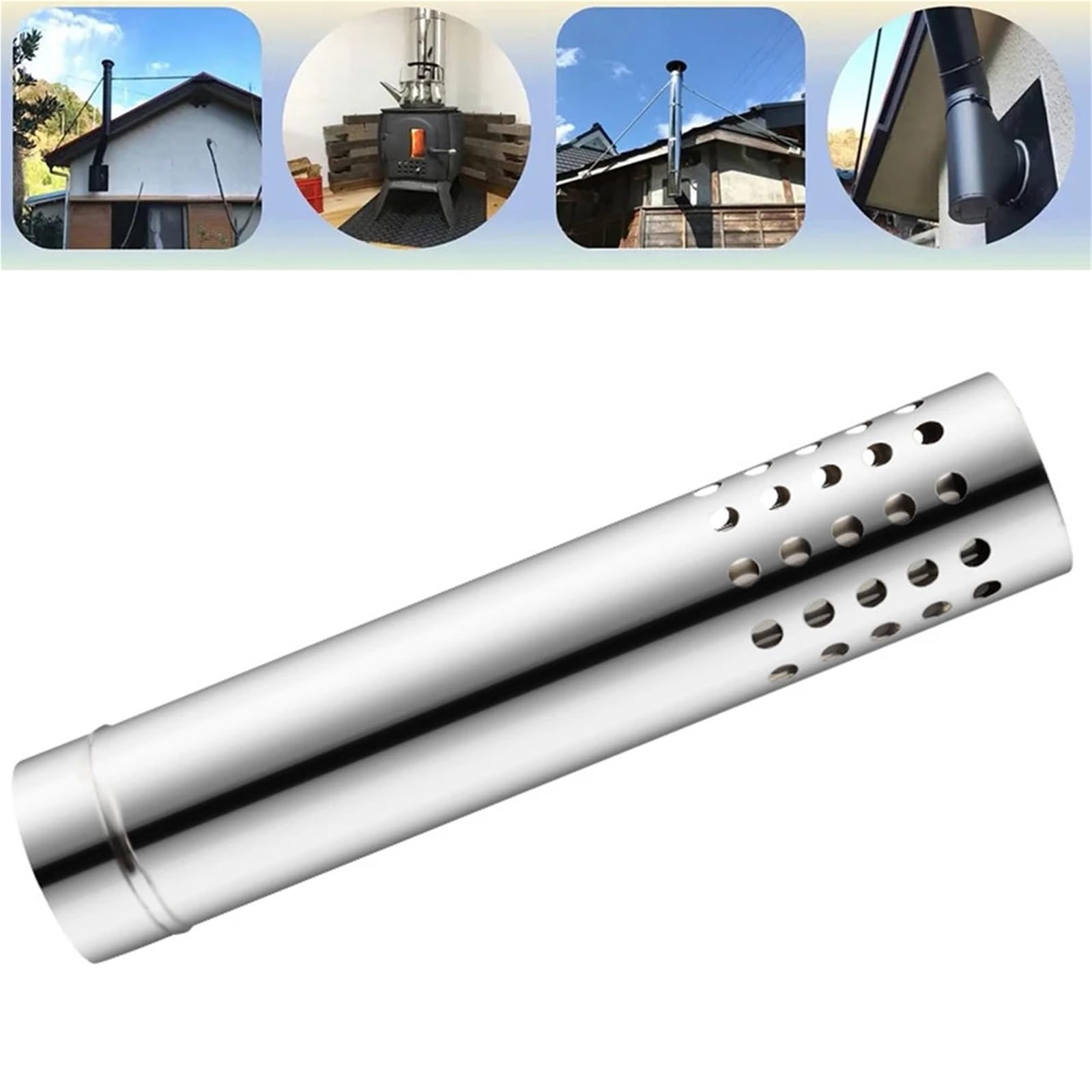 Tubo per Stufa Stufa in Acciaio Inox Canna Fumaria da Campeggio Esterna Stufa a Legna Stufa di Riscaldamento Caldaia Tubo di Scarico Canna Fumaria Liner 6 Centimetri di Diametro