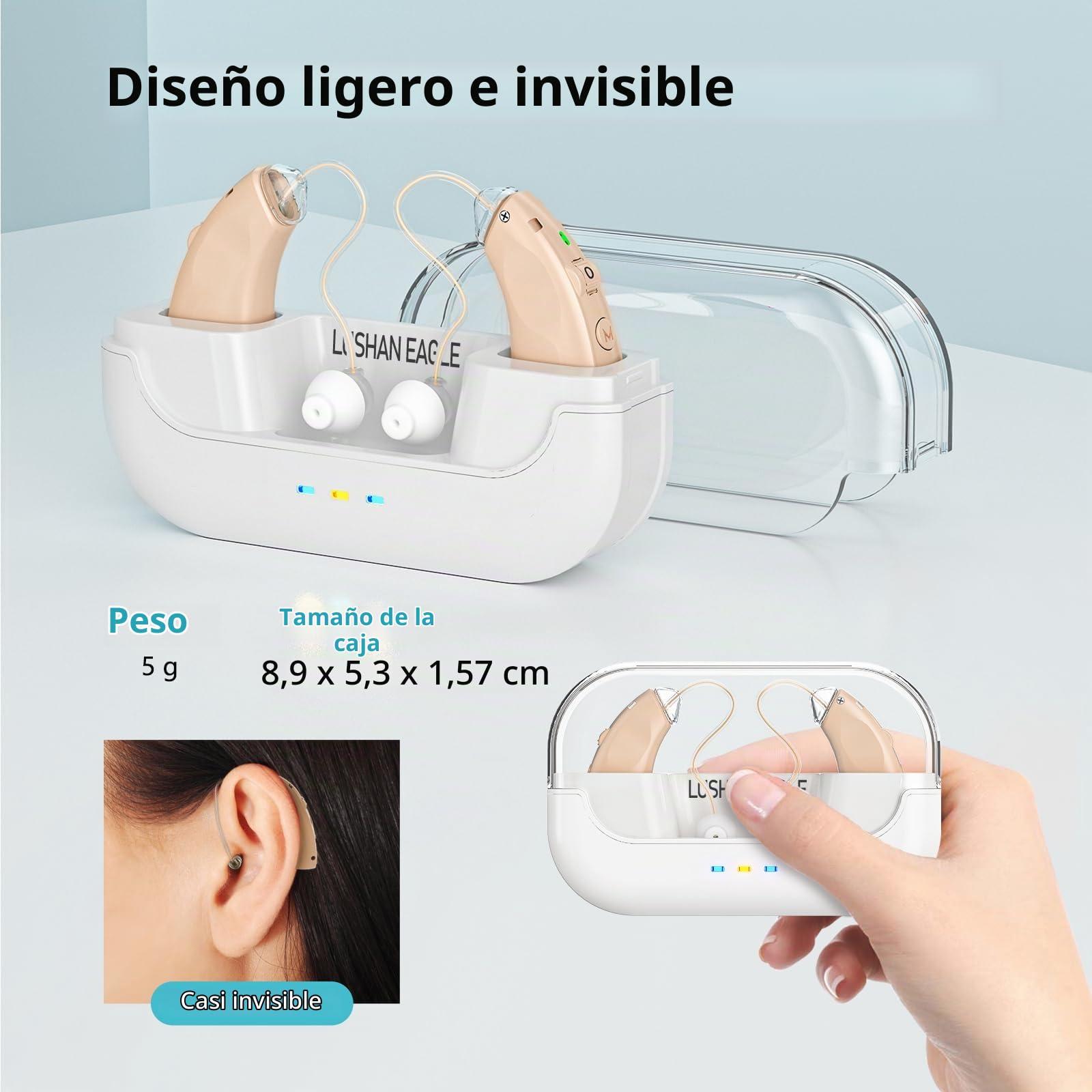 LUSHAN EAGLE Amplificador de sonido con soporte para cuello, auriculares Bluetooth digitales de 16 canales para un sonido más fuerte recargable